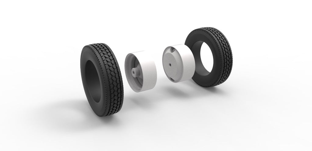 1/25 scale resin 3d printed 2 hole wheels and tires set by by 3D Tech Design
