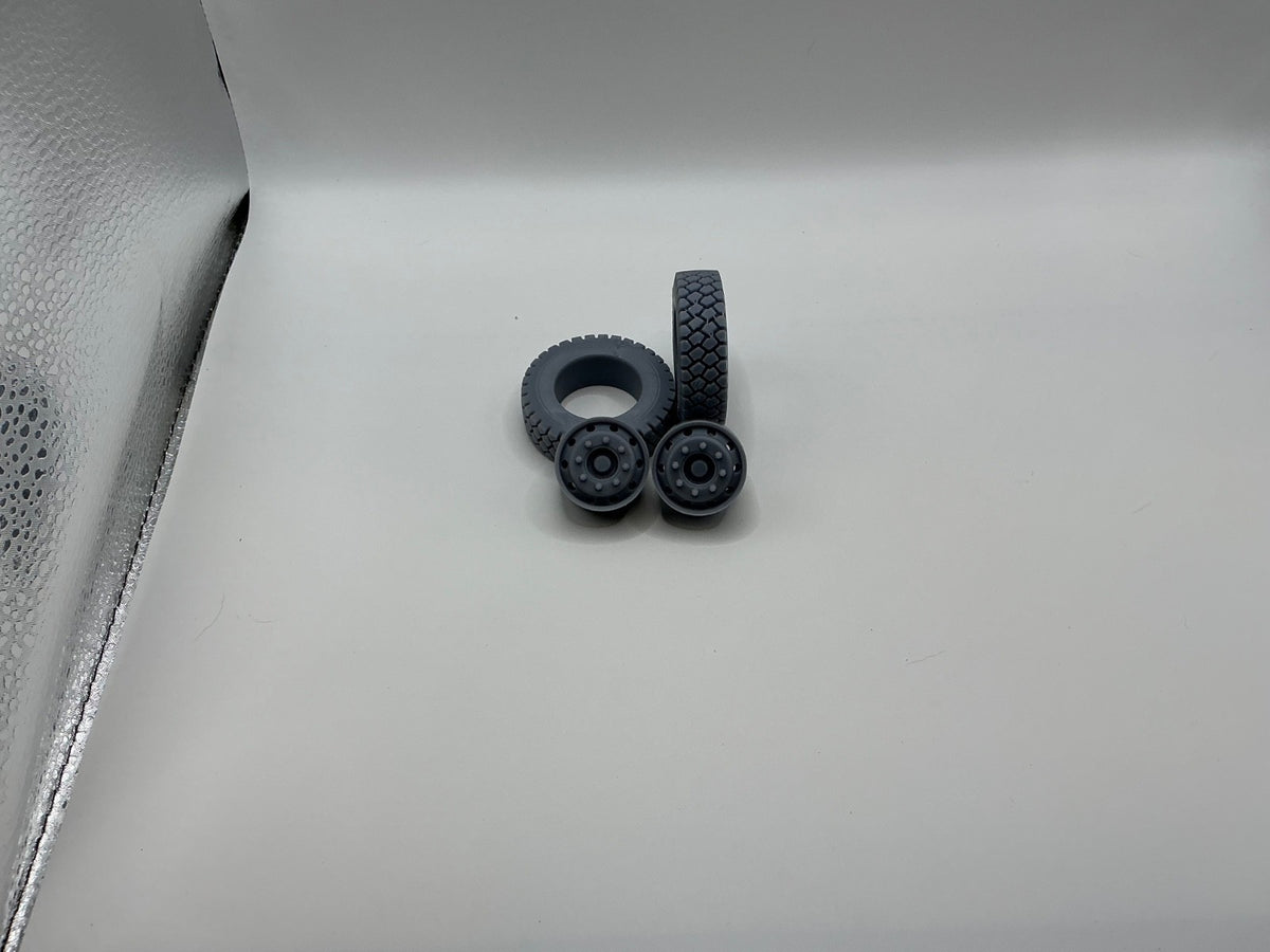 1/25th scale resin 3d printed Military truck front wheel set by 3dtech design