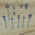 1/25th scale resin 3-D printed stop lights and warning signs by Myportal Studios