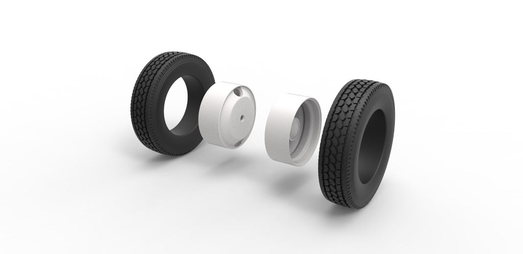 1/25 scale resin 3d printed 2 hole wheels and tires set by by 3D Tech Design