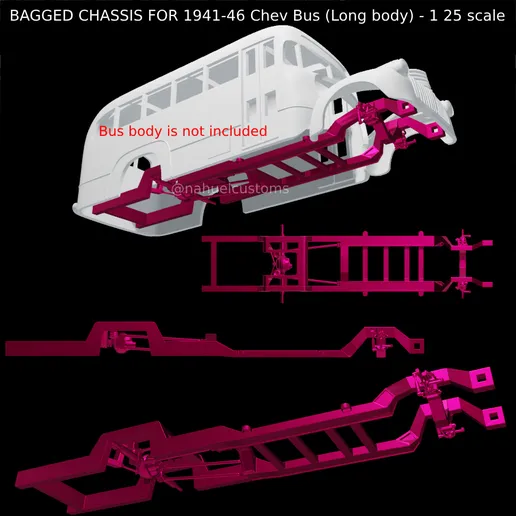 1/25 resin 3d printed bagged chassis for 41-4 Chevy bus by Nahuel  Customs