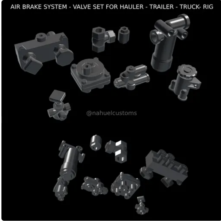 1/25 resin 3d printed AIR BRAKE SYSTEM - VALVE SET FOR TRAILER - TRUCK- RIG