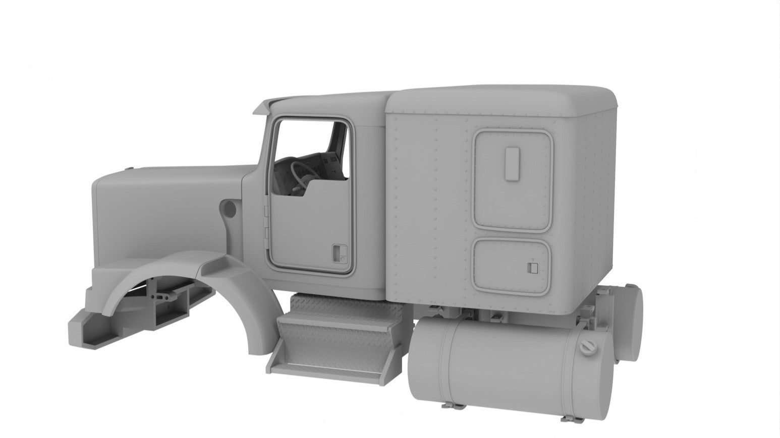 1/25th 3d printed KW T800H flat top cab w/60” flat sleeper  by Alpha Centauri